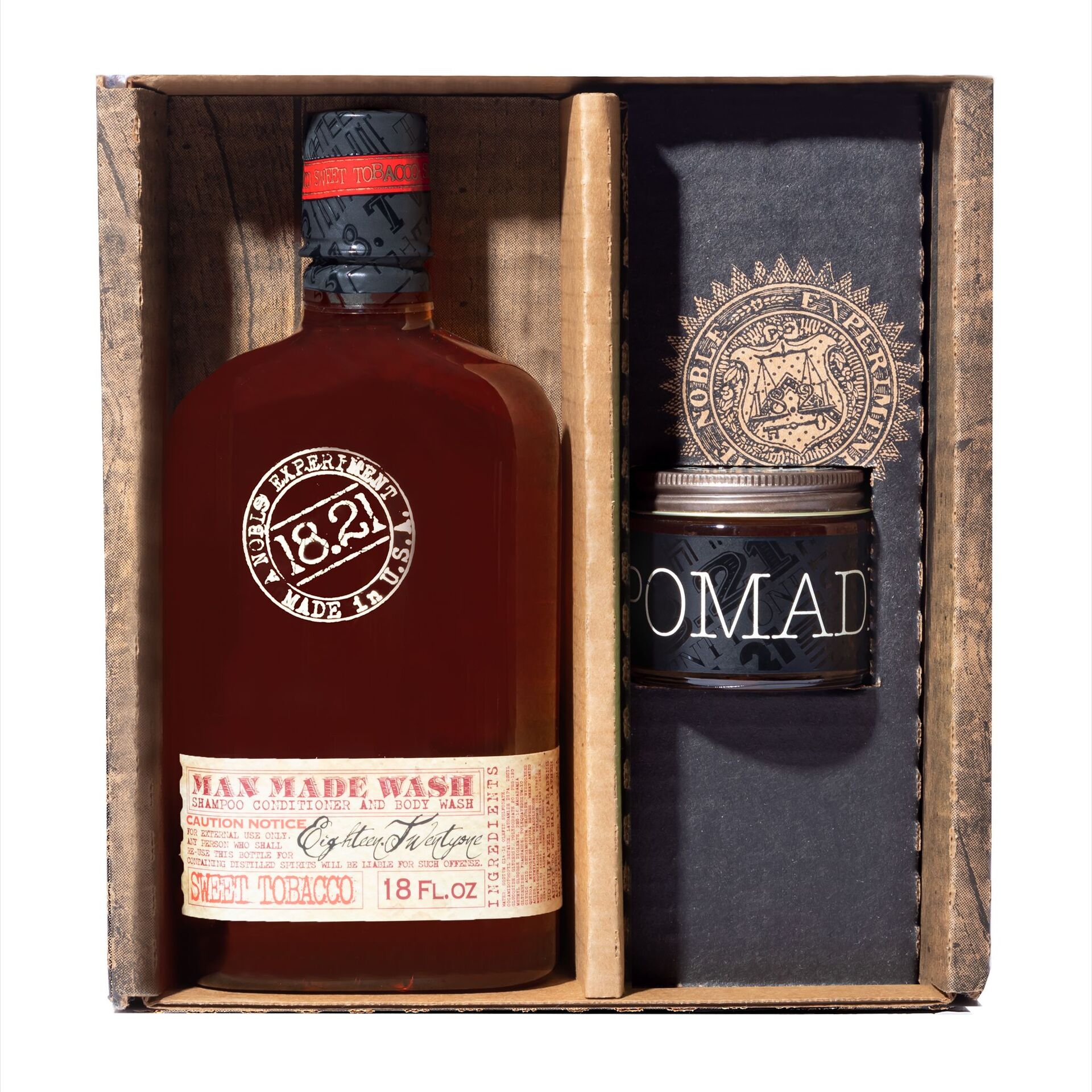 Комплект с 3-в-1 почистващ продукт и стилизираща помада Luxury Gift Set including Sweet Tobacco Pomade and Man Made Wash