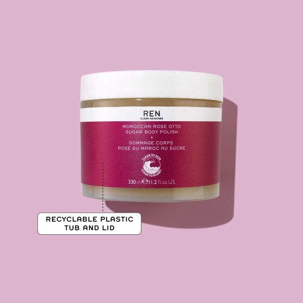 moroccan rose sugar3 Ексфолиращ скраб за тяло REN MOROCCAN ROSE OTTO SUGAR BODY POLISH 330ml