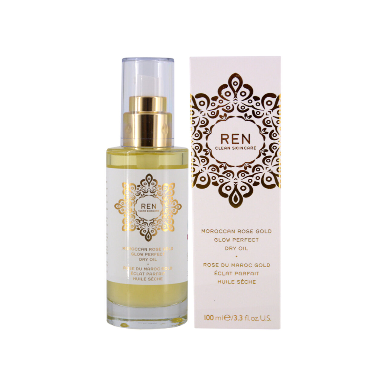 Сухо масло за всички типове кожа REN MOROCCAN ROSE GOLD GLOW PERFECT DRY OIL