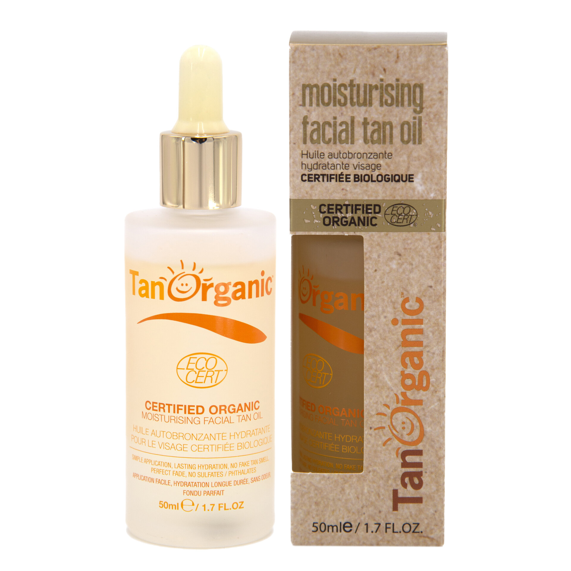 Хидратиращ автобронзант за лице Tan Organic Facial Self-Tanning Oil