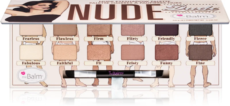 thebalm nude dude eyeshadow palette with brush 15 Палитра сенки за очи theBalm Nude Dude Palette