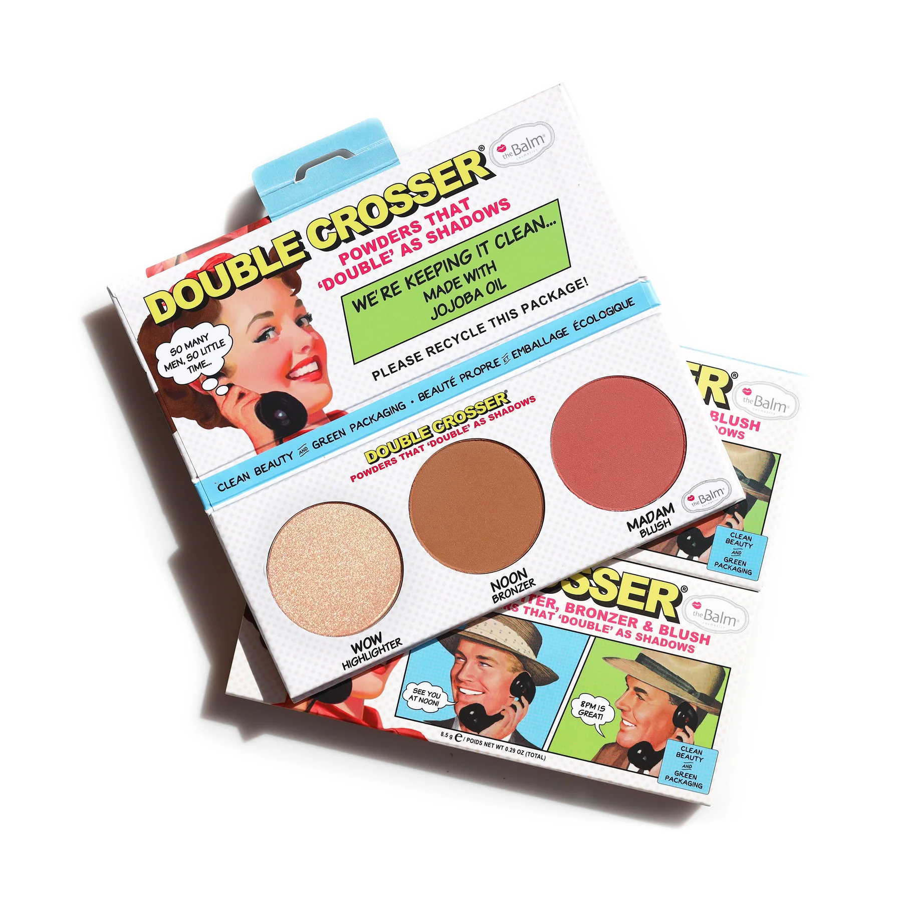 Палитра с хайлайтър, бронзант и руж theBalm Double Crosser