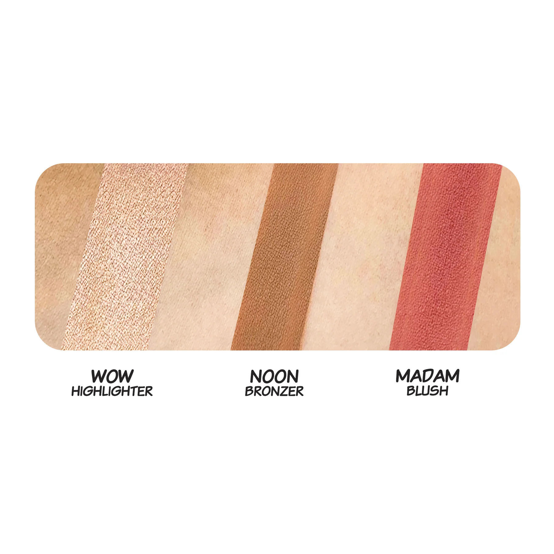 double crosser swatch Палитра с хайлайтър, бронзант и руж theBalm Double Crosser