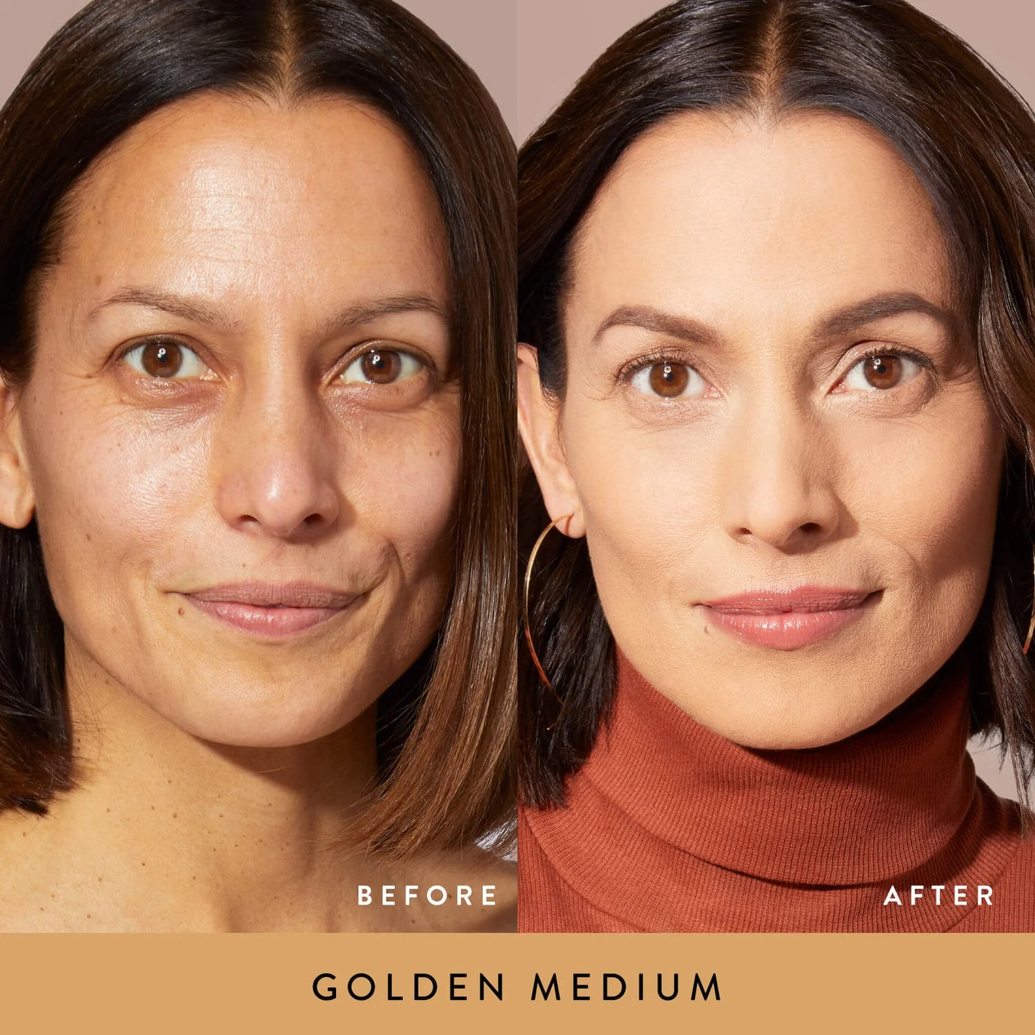 DoubleTakeBaked---BeforeAfter_Golden-Medium-face Кремообразна пудра Laura Geller Double Take Baked Versatile Powder Foundation